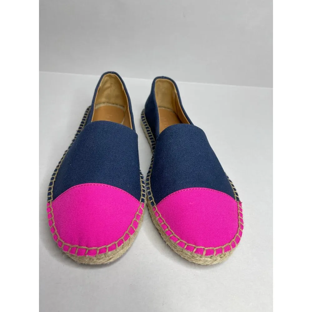 J. Crew Color block Canvas Cap Toe Slip-On Espadrilles Size 8.5 New Navy/Pink - Image 2