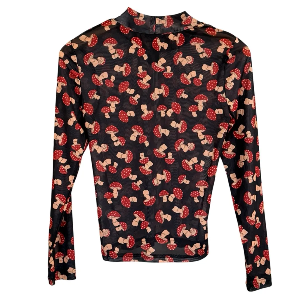 Dangerfield Mushroom Mesh Top Women’s Size 8 Black - Image 6