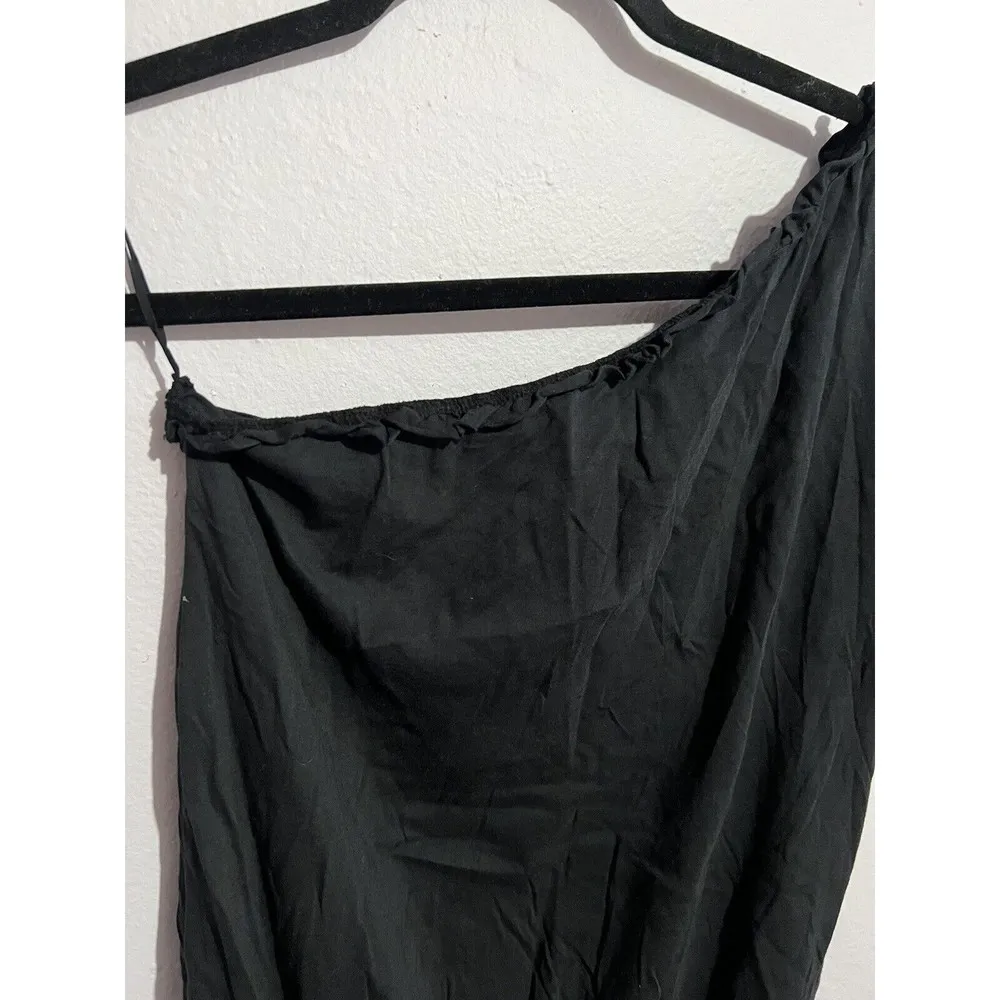 n:PHILANTHROPY Womens Black One Shoulder Ruffled Collar Bodysuit Top M - Image 84