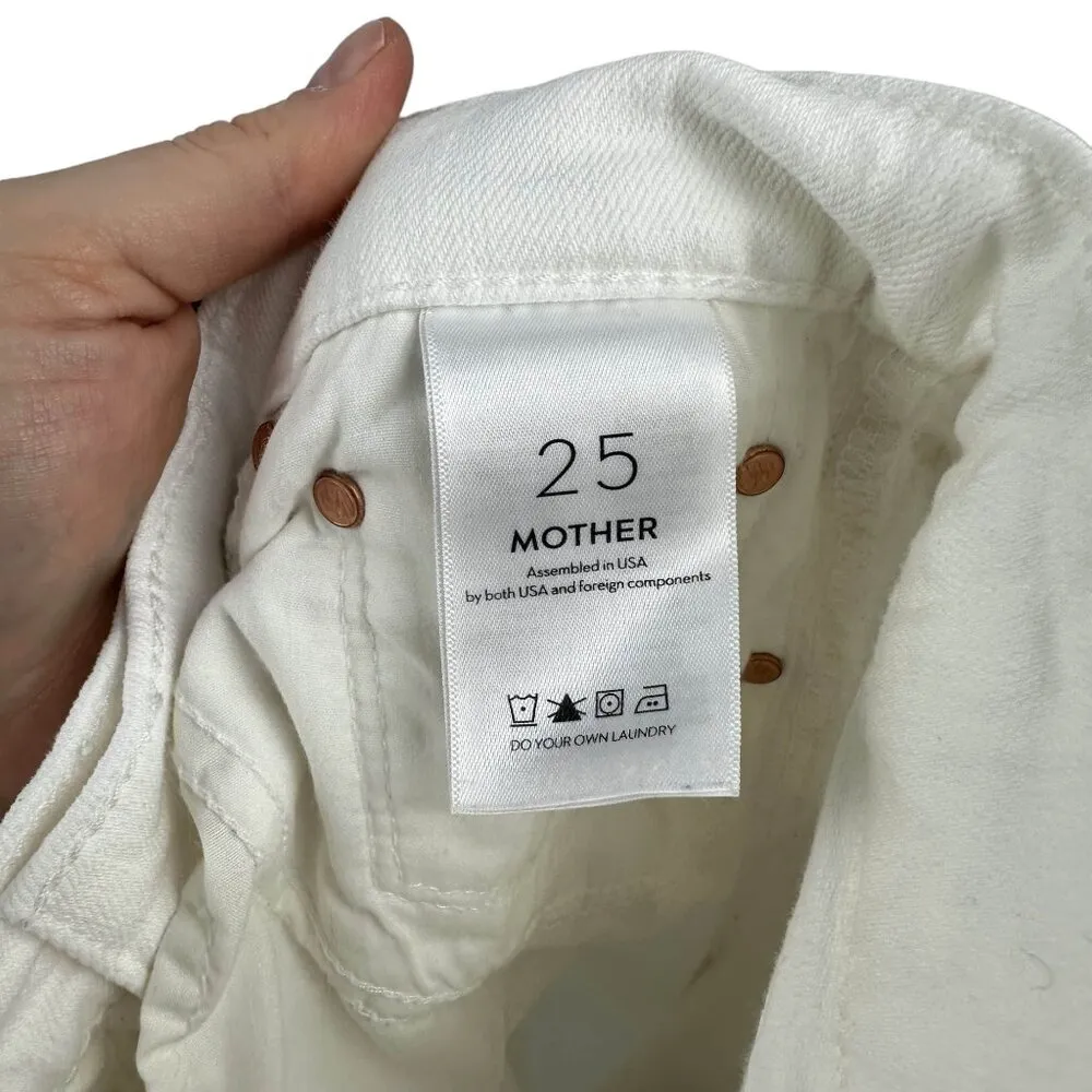 NWOT‎ MOTHER High Waisted Rider Skimp Jeans Women's Size 25 White Cotton Blend - Image 11