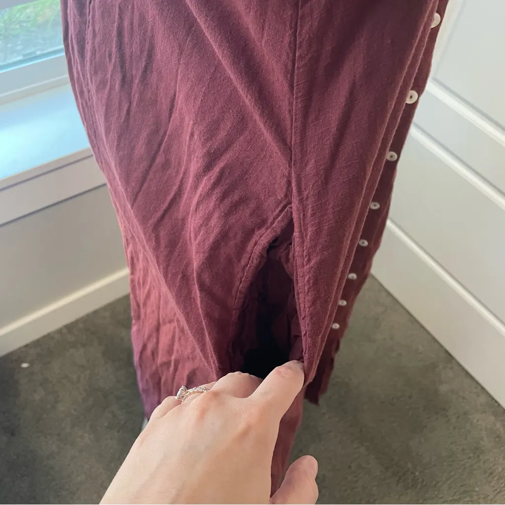 Free People Samantha Embroidered Puff Sleeve Button Front Maxi Dress Medium - Image 12