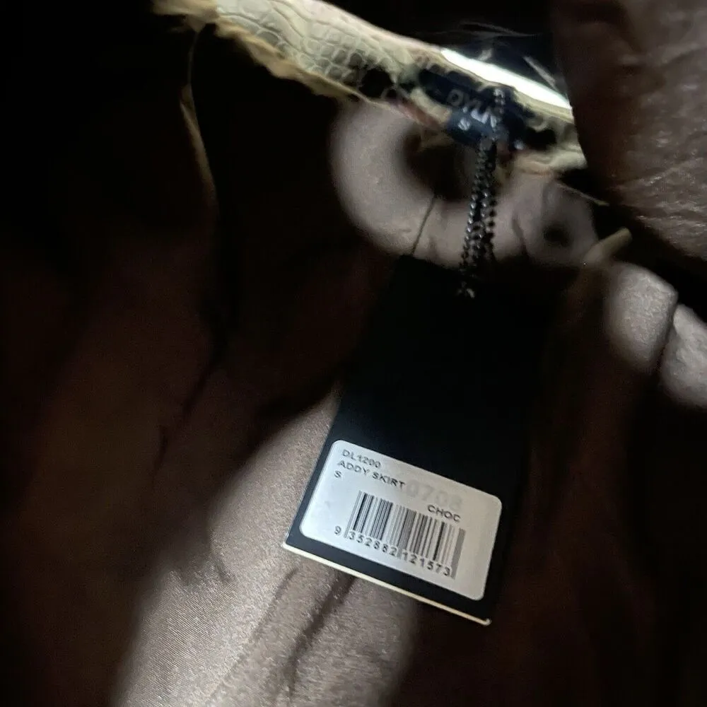 NEW By.DYLN Revolve Lias Corset Addy skirt chocolate brown crocodile leather Set - Image 7