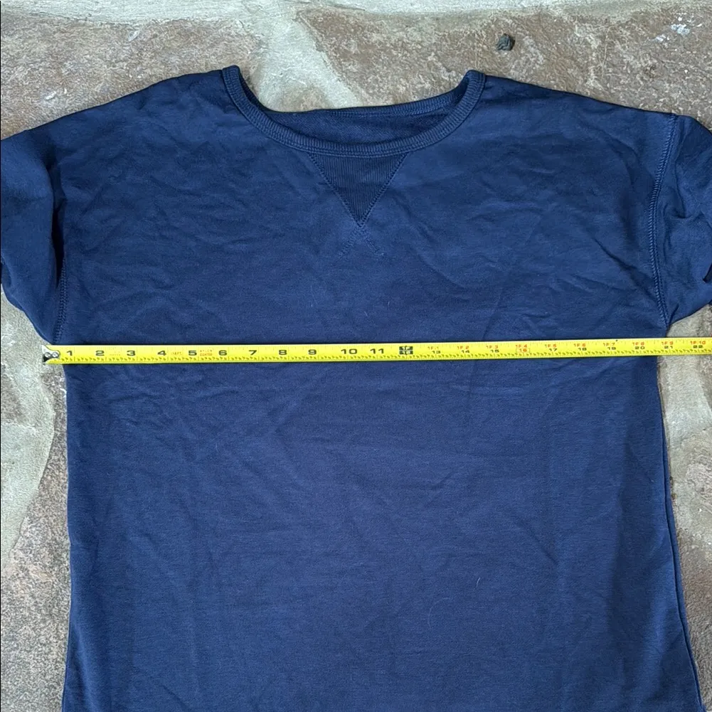 Navy blue crewneck long sleeve shirt Dress ruffle relaxed oversized relaxed S - Image 4