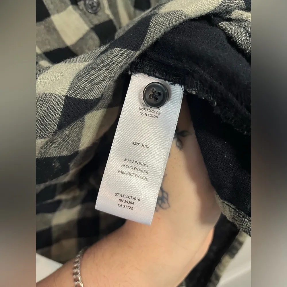 Beach Lunch Lounge Boutique Peplum Style Plaid Sage Button Up Blouse Size XS - Image 10