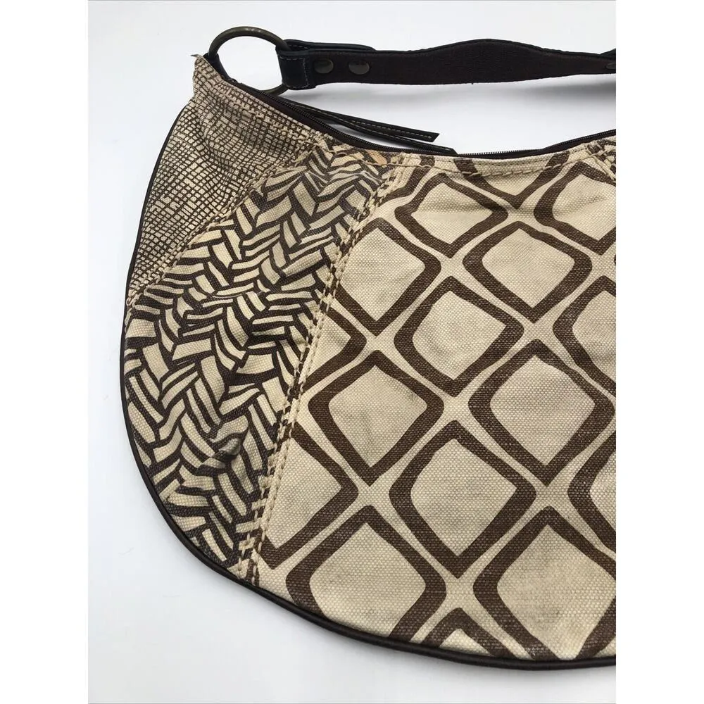 Vintage Fossil Purse Distressed Printed Canvas Hobo Handbag Purse - Image 6