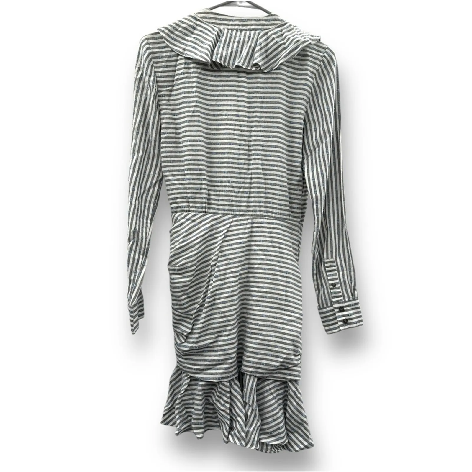 Veronica Beard Kai Blue & White Striped Ruffle Button Front Mini Dress Sz 2 NEW - Image 6