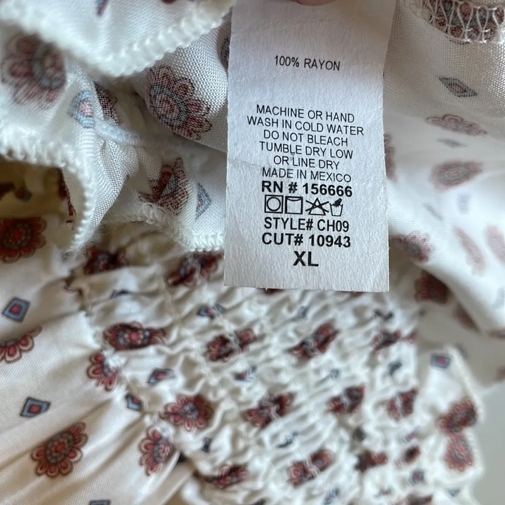 Off the shoulder boho elastic waist floral peasant top - Image 9