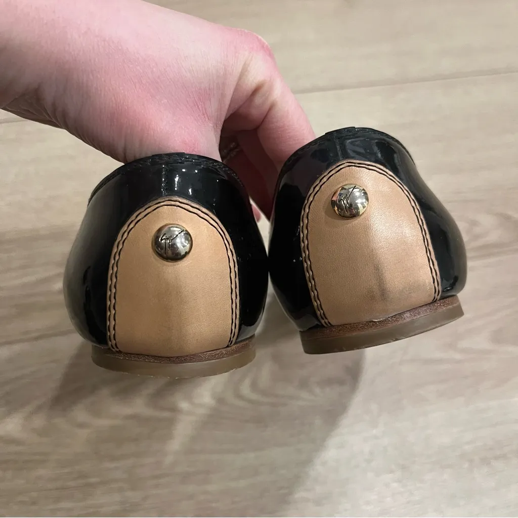 Giuseppe Zanotti Design Black Patent Leather Buckle Ballet Flats Size 38.5/8.5 - Image 6