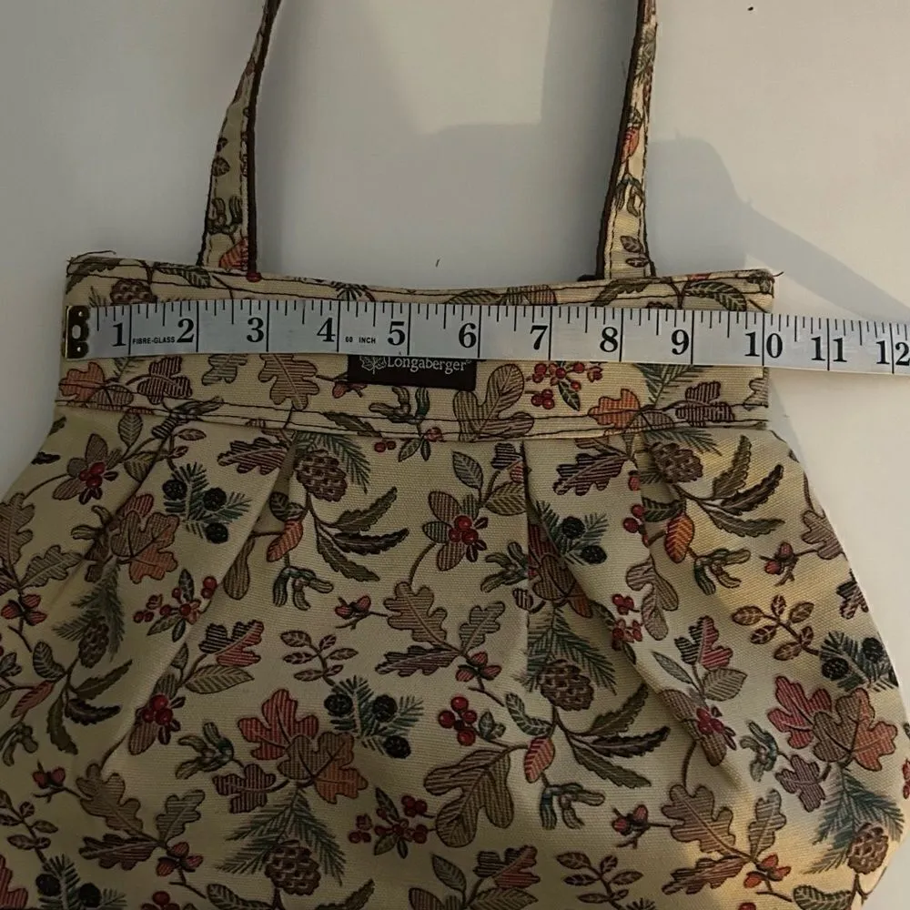 Longaberger  Autumn Path Cream Brown Fall Print Small Gathered Bag - Image 3