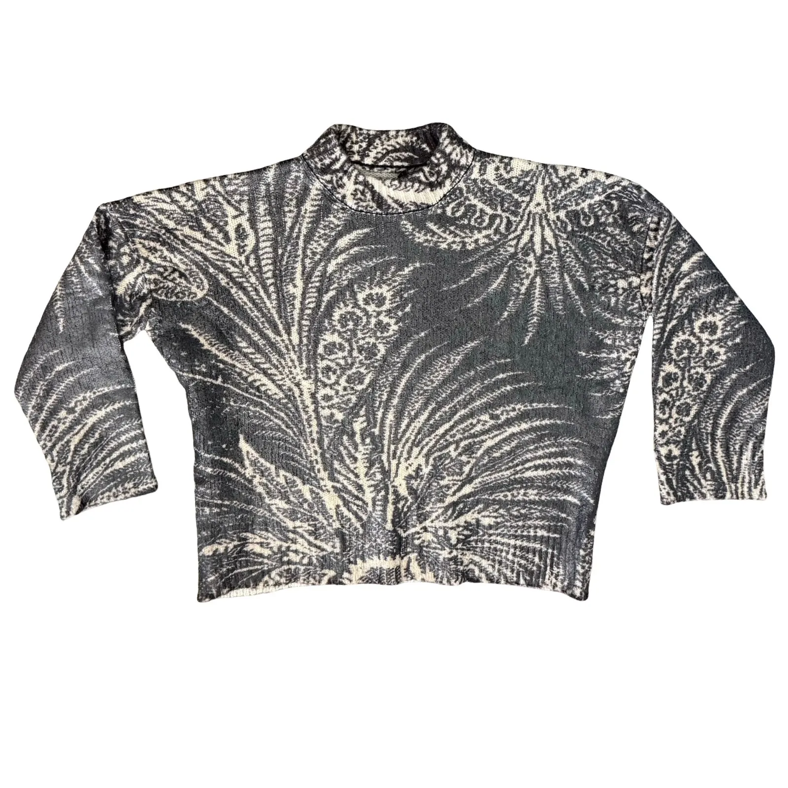 Etro Brown Cream Foliage Floral Oversize Coated Wool Sweater sz 40 / M Designer Size M - Image 10