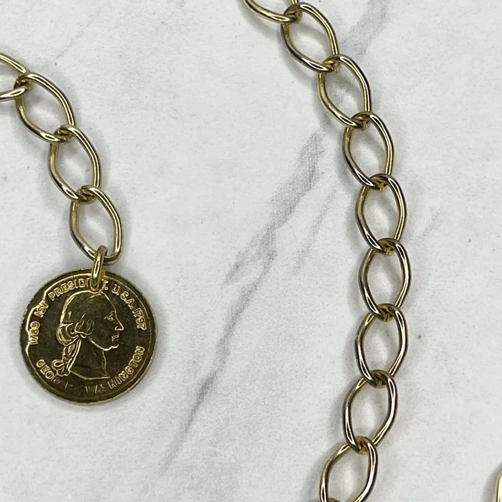 George Washington Coin Metal Chain Link Belt Small/Medium (S/M) ✨ Gold - Image 7