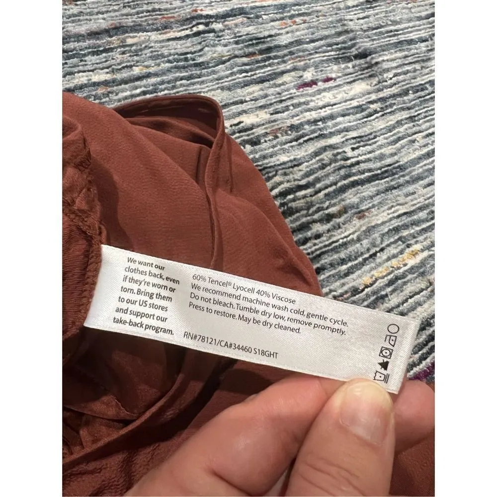 Eileen Fisher NWT Russet Rust Cropped Wide Leg Jumpsuit Pockets size L - Image 9