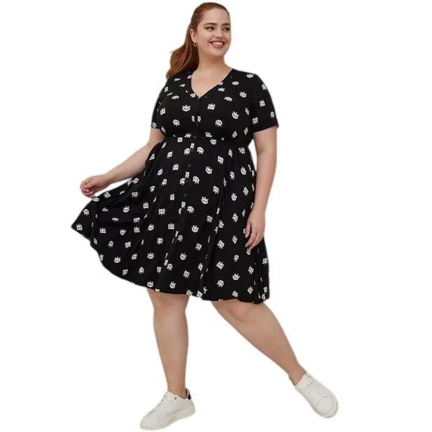 Torrid Disney‎ Plus Size 4X Shirt Dress Midi The Aristocats Black Challis 269 - Image 2