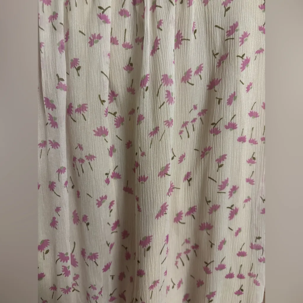 J. Crew Silk Chiffon Floral Blouson Agate Dress Size 4 Small Short Sleeve - Image 3