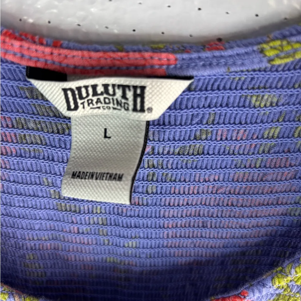 Duluth Trading Co L Sleeveless Cotton Purple Floral Midi Dress Size L - Image 8