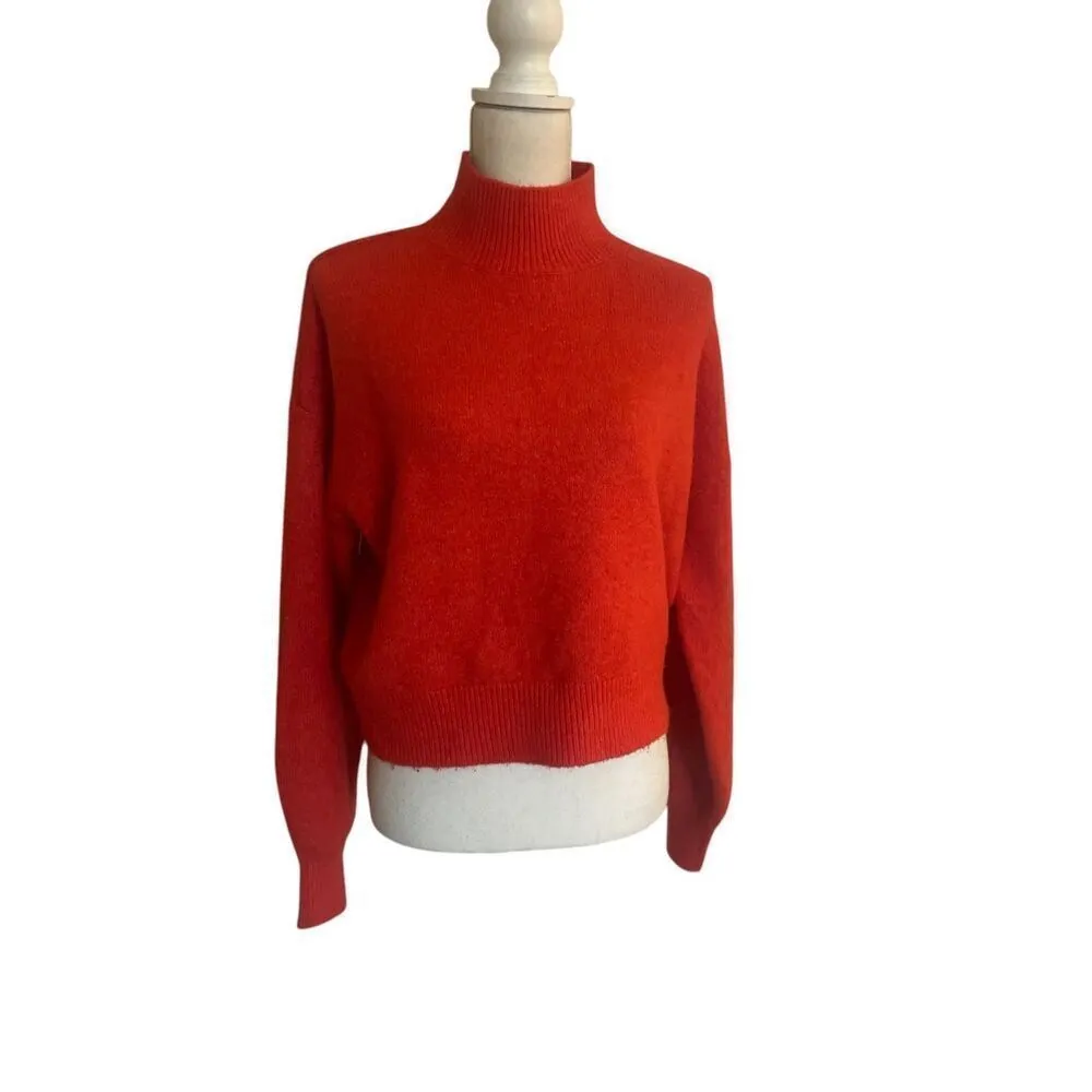 Calvin Klein Jeans Wool Blend Mock Neck Pullover Sweater Orange M Size M - Image 2