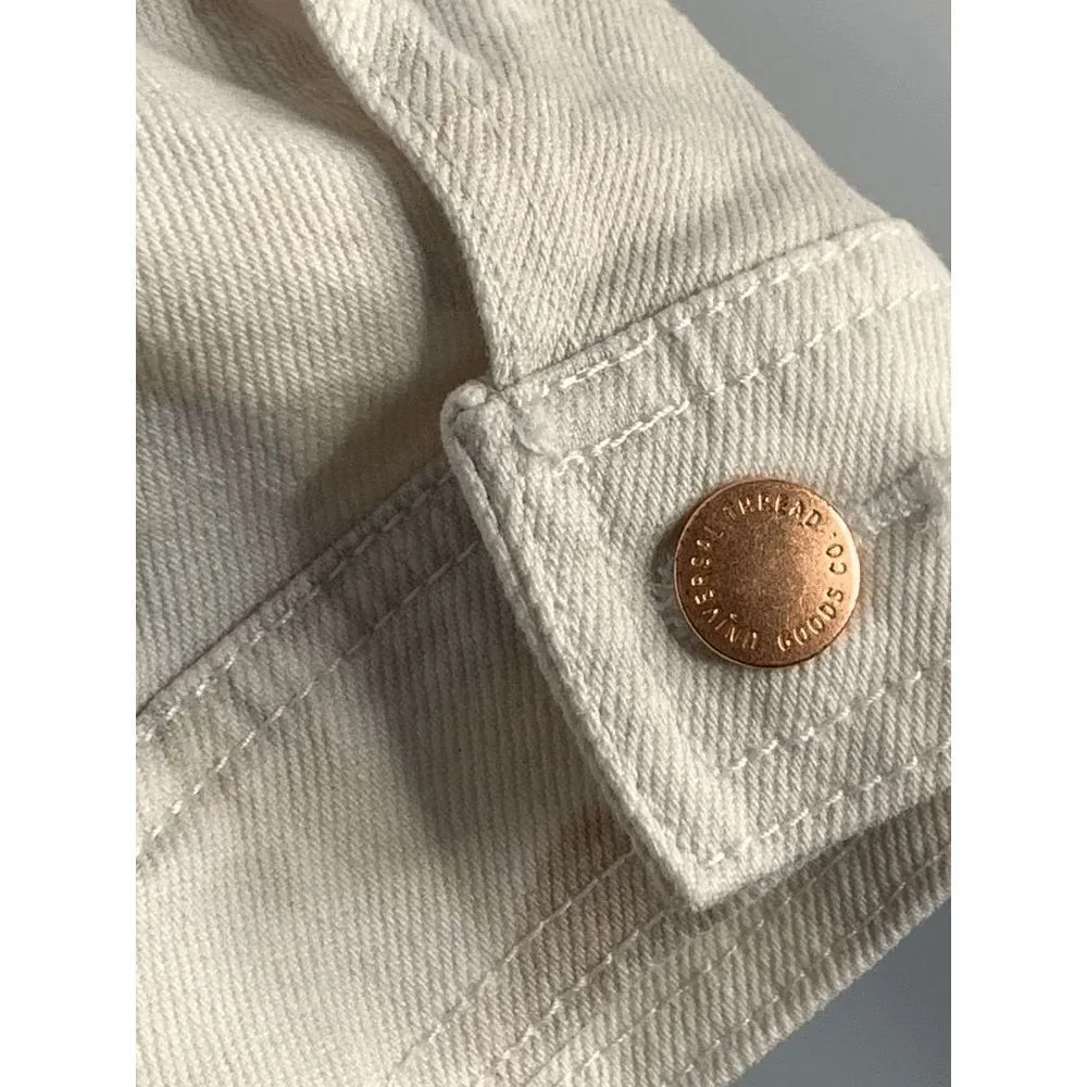 A New Day White Watercolor Floral Denim Jacket Size Medium - Image 9