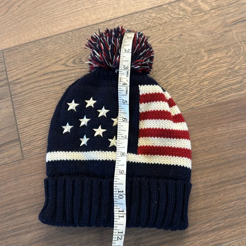 American flag Blue and Red Patriotic Pom-Pom beanie adult size - Image 4
