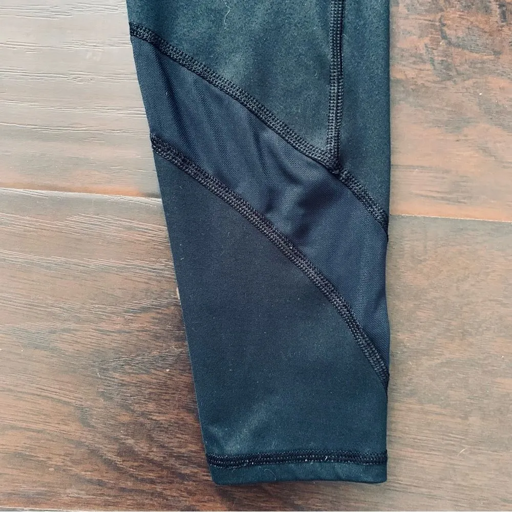 aerie Black Mesh High-Rise/Waisted Cropped 23" Leggings | Size: S - Image 4