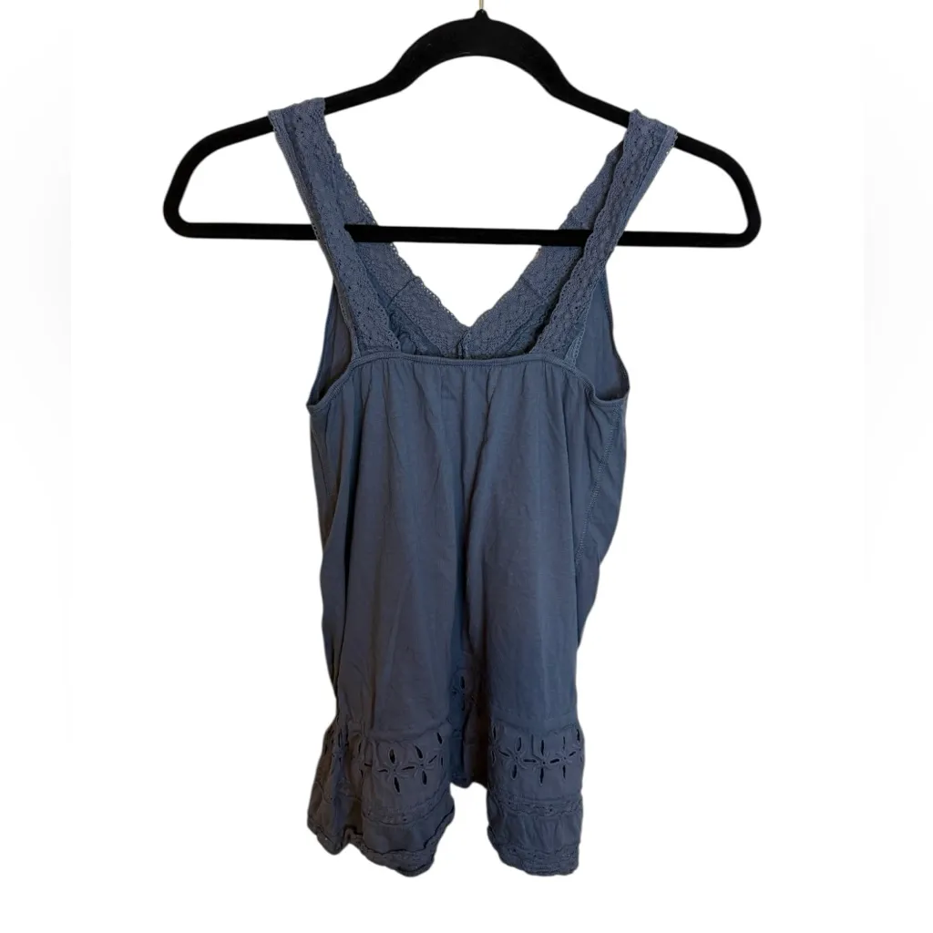 Abercrombie & Fitch Vintage 2000s Y2K Blue Eyelet Cami - Image 2