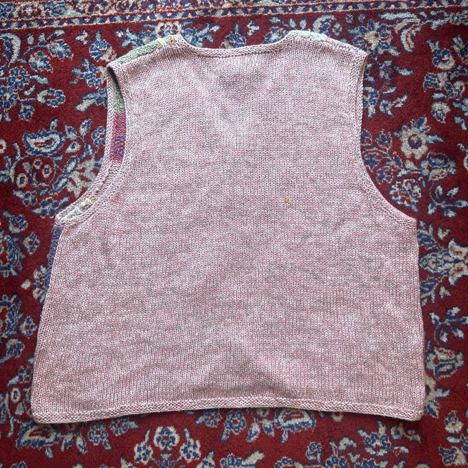 VTG Susan Bristol Sweater Vest XL Pastel Embroidered Floral Cottage Core - Image 5