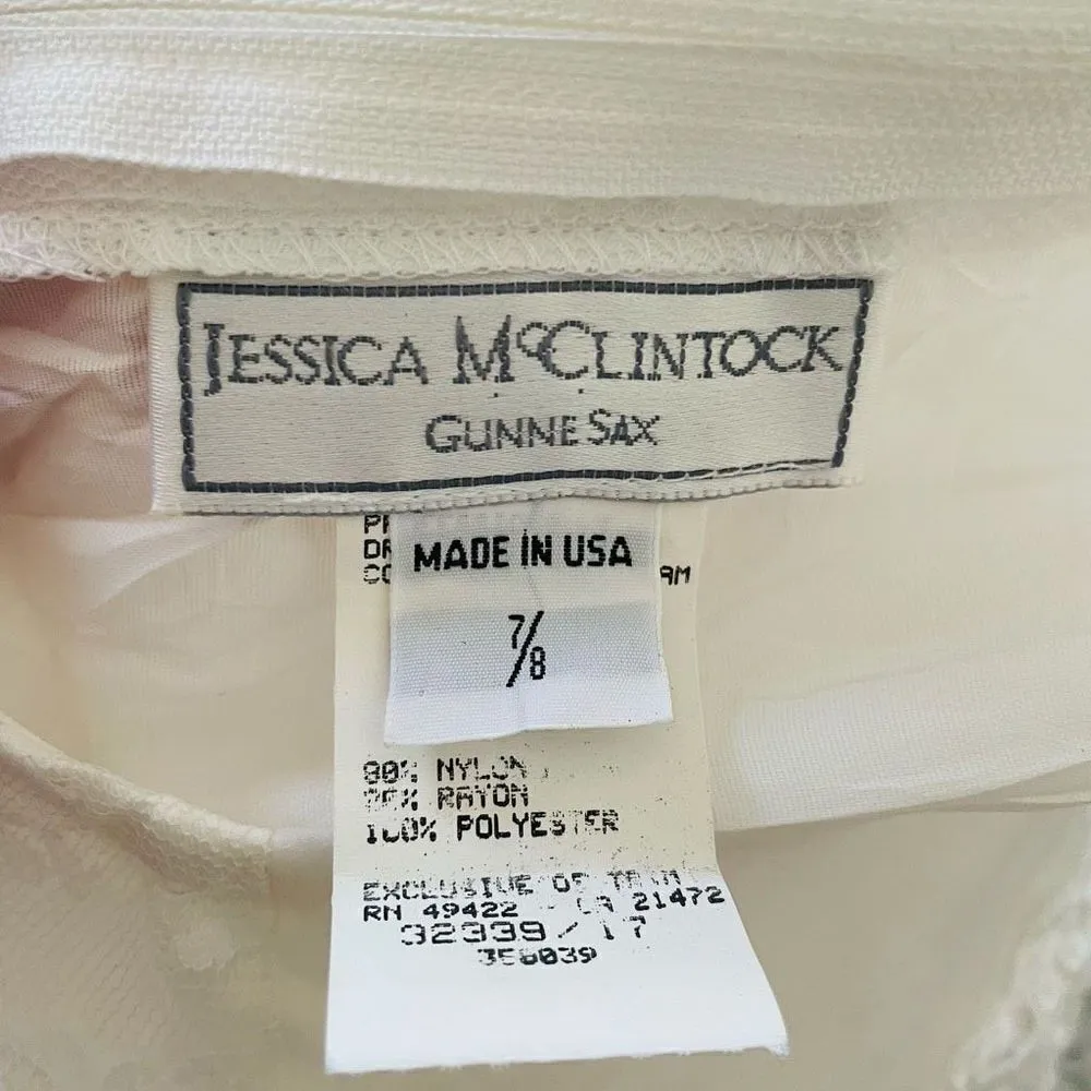Jessica McClintock Gunne Sax White Ivory Lace Vintage Antique Dress Wedding 7/8 - Image 7