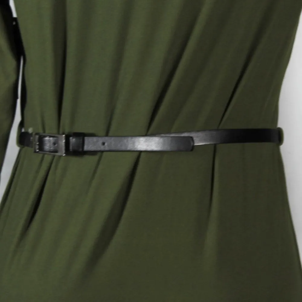 Casual Neutral Olive Toned Green Dress with Black Leather Belt NWT - Image 10