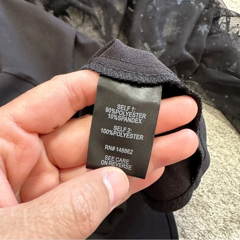 Torrid Peplum Stretch Woven Glitter Star Organza Top Longsleeve Goth in Black 2X - Image 12