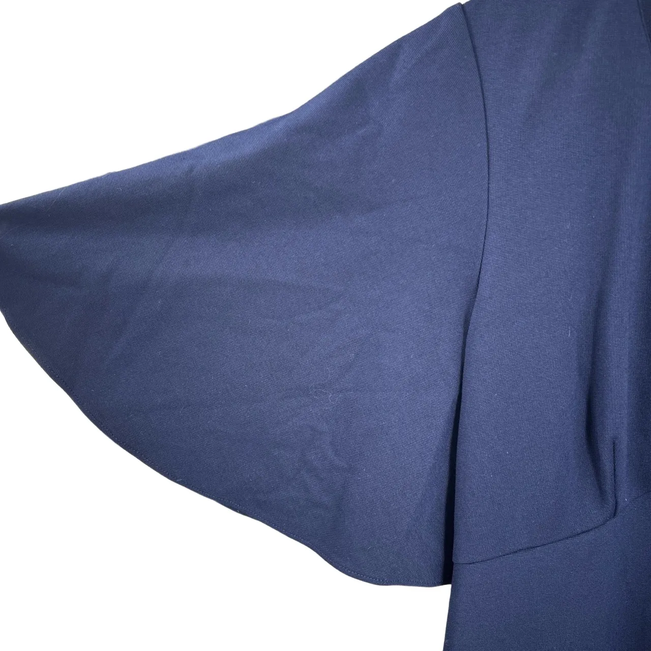 AMANDA UPRICHARD Dress Navy Blue Flutter Sleeve Fit & Flare Stretch Knit S (est) - Image 4