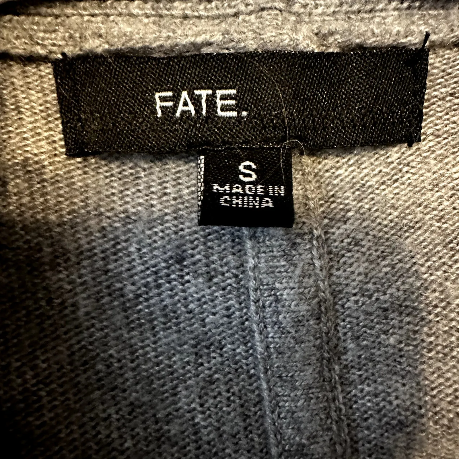 FATE Angora Cardigan Sweater Vest Open Front Knit Sleeveless Handkerchief Hem S Gray - Image 2