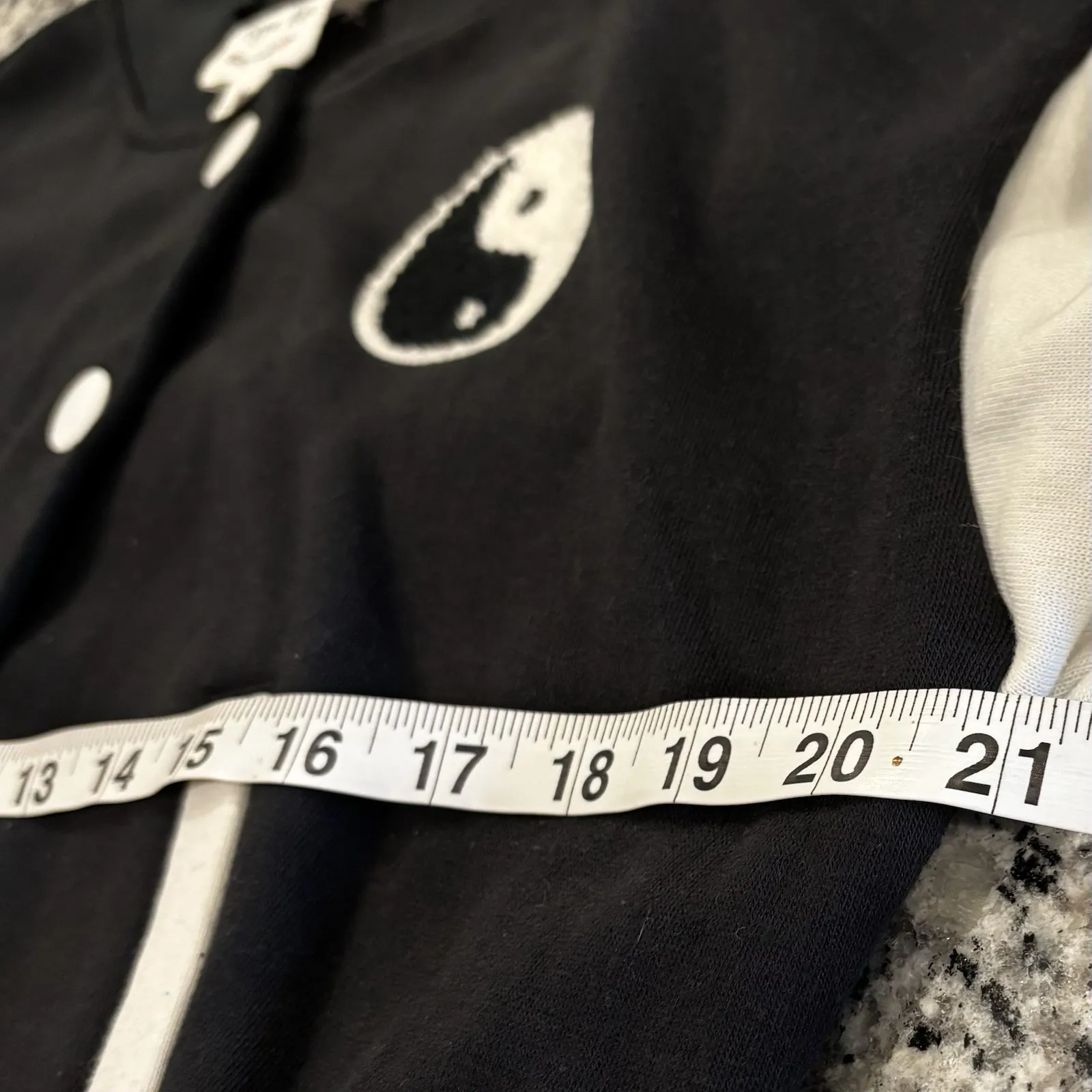 Hippie Rose Black White Yin and Yang Bomber Varsity Jacket Womens Juniors Small - Image 9