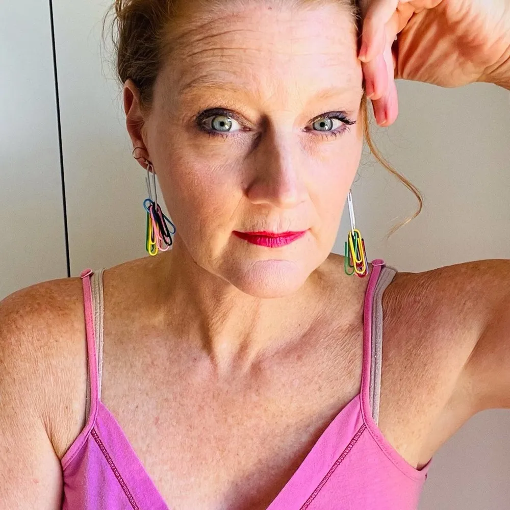 Handmade funky Earring, Colorful, Bright pierced - Image 3