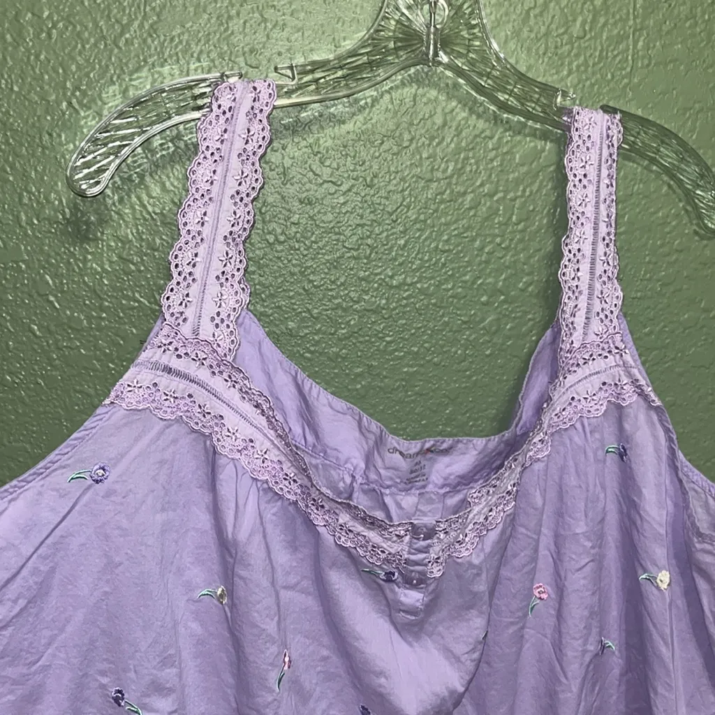 Vintage Pastel Purple Slip Dress with Embroidered Flowers Lace Size 3X - Image 4