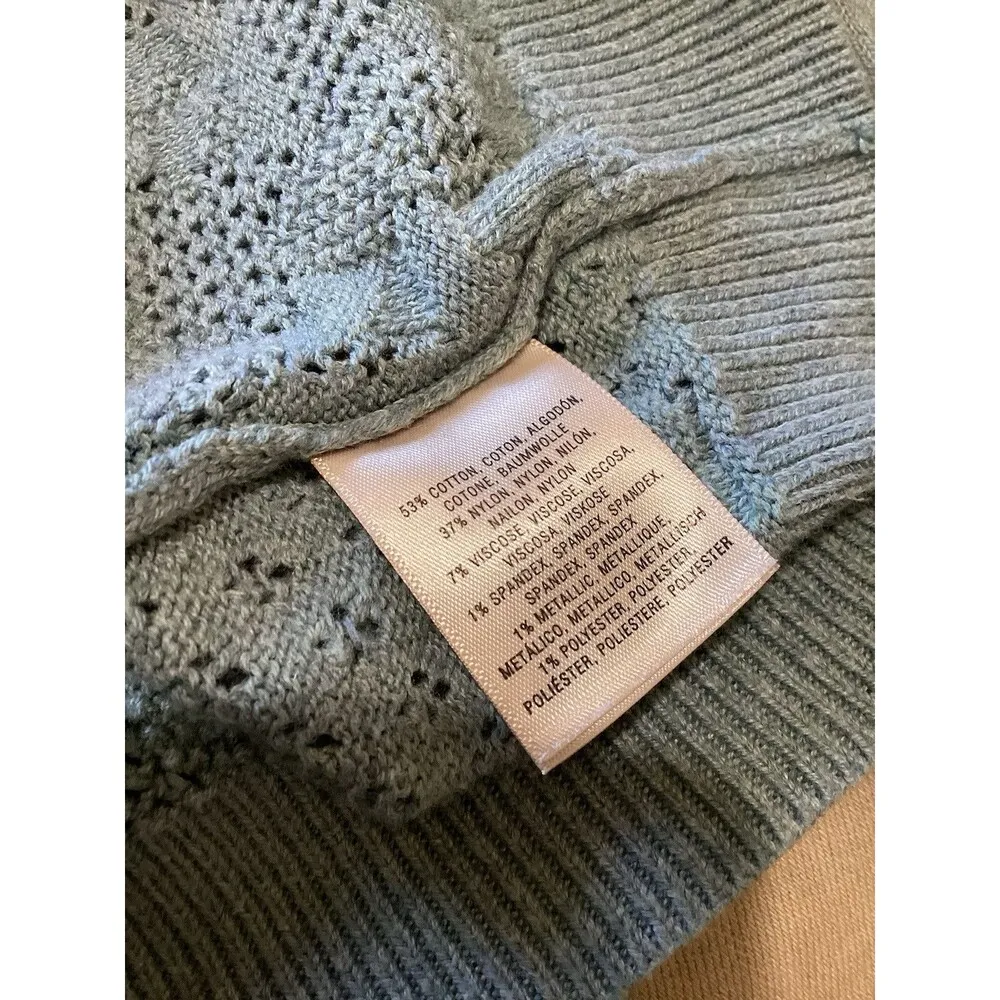 Anthropologie Moth Empyrean Pointelle Sweater Blue Crochet Open Knit L - Image 6