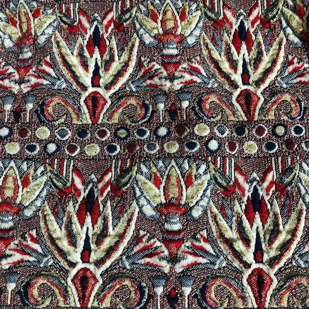 ZARA RARE Brocade Print Red Purple Multi Long Sleeves Top Woman's Size Small - Image 8