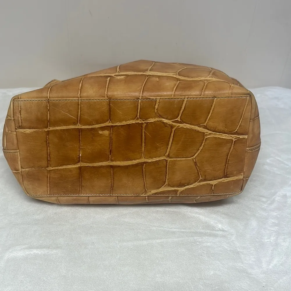 Dooney & Bourke Brown Hobo Bag with Crocodile Texture - Image 4