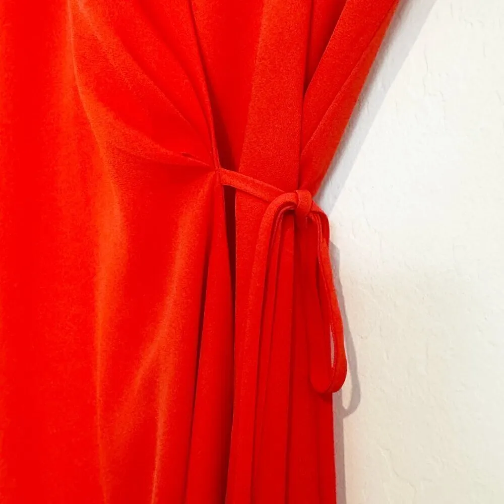 Babaton Red Wallace V-Neck Wrap‎ Dress Aritzia Holiday Party Cocktail Size Small - Image 5