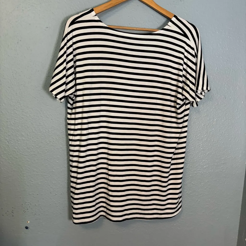 Quince Maternity Black and White Striped‎ Bamboo Short Sleeve Tee - Image 6