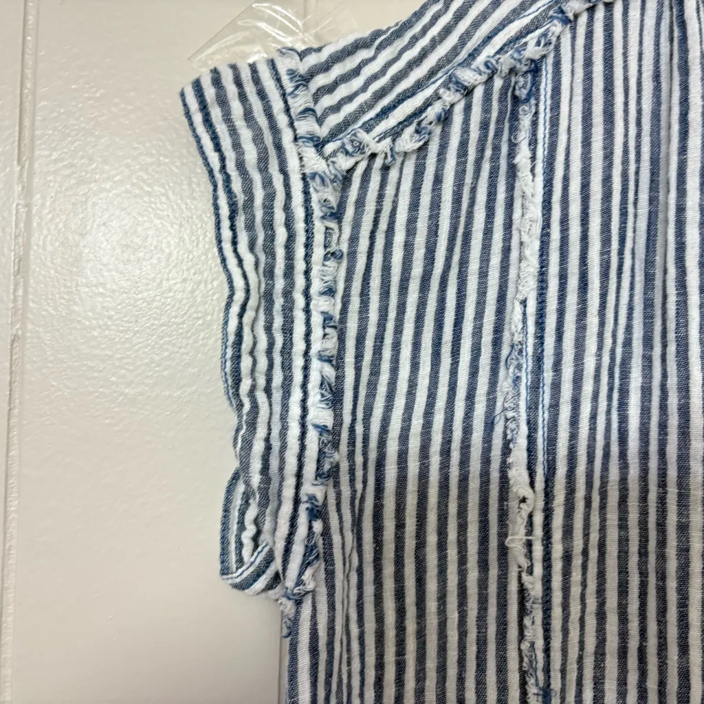 We The Free Sun Beams Indigo Stripe Shirt Size M |Free People Button Down Top - Image 8