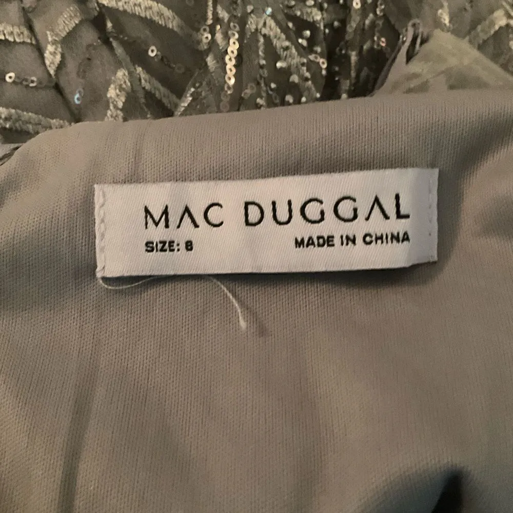 Mac Duggal 20189 Womens Illusion Long Sleeve Wrap Over Gown Dress - Image 14