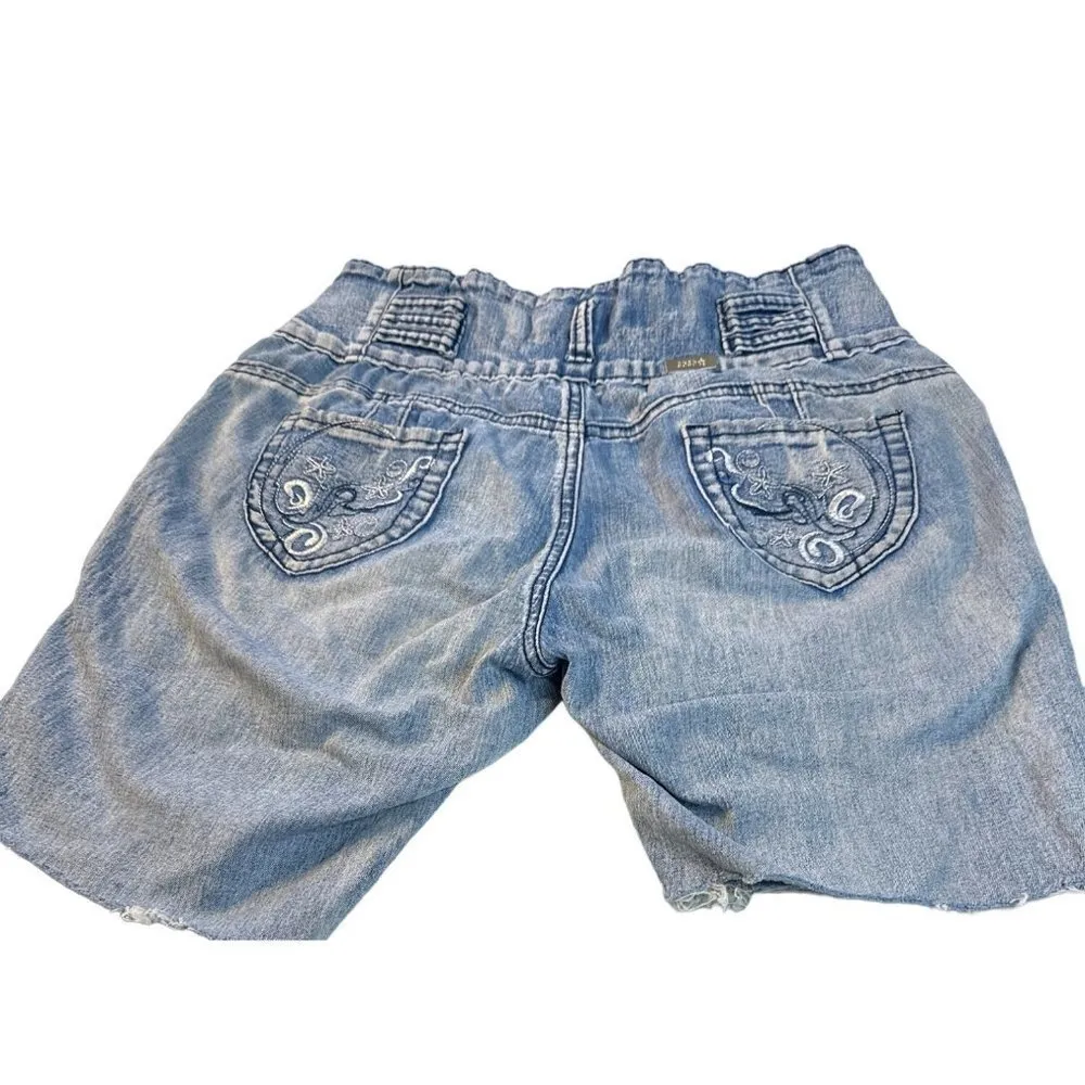 GOGO Star Girls Junior Distressed Crop Short Pants Blue Size 9 Sku 2531 - Image 11