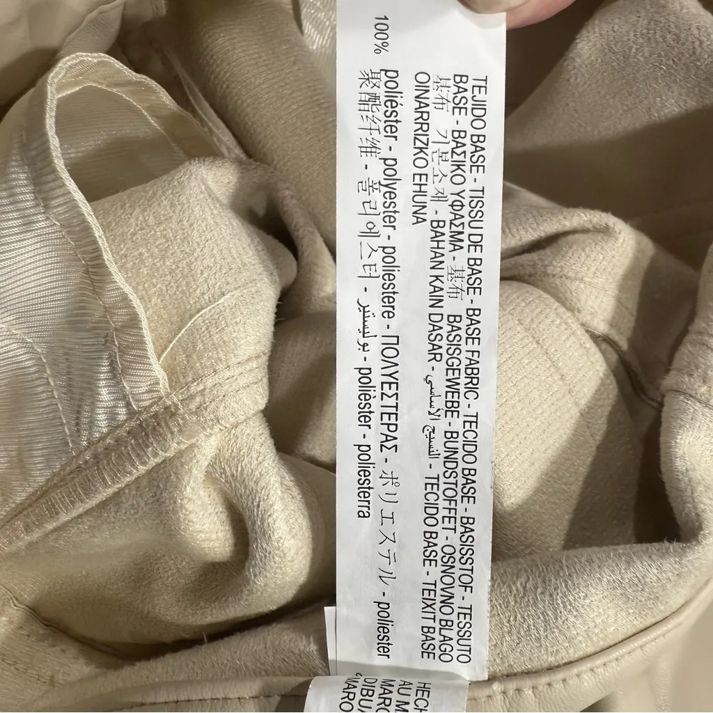 Zara Women's High Rise Straight Leg Cream Faux Leather Pants Size 02 - Image 8