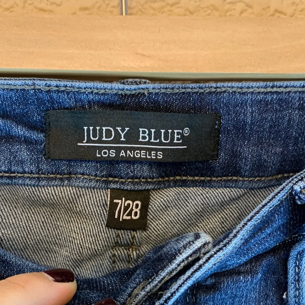 Judy Blue womens Slim Boot Jean sz 7/28 dark wash high waisted classic *flaw - Image 2