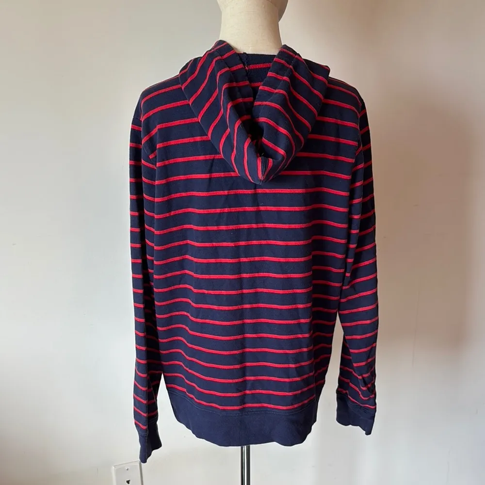 Izod Striped Blue and Red Hoodie Sweatshirt - Image 4