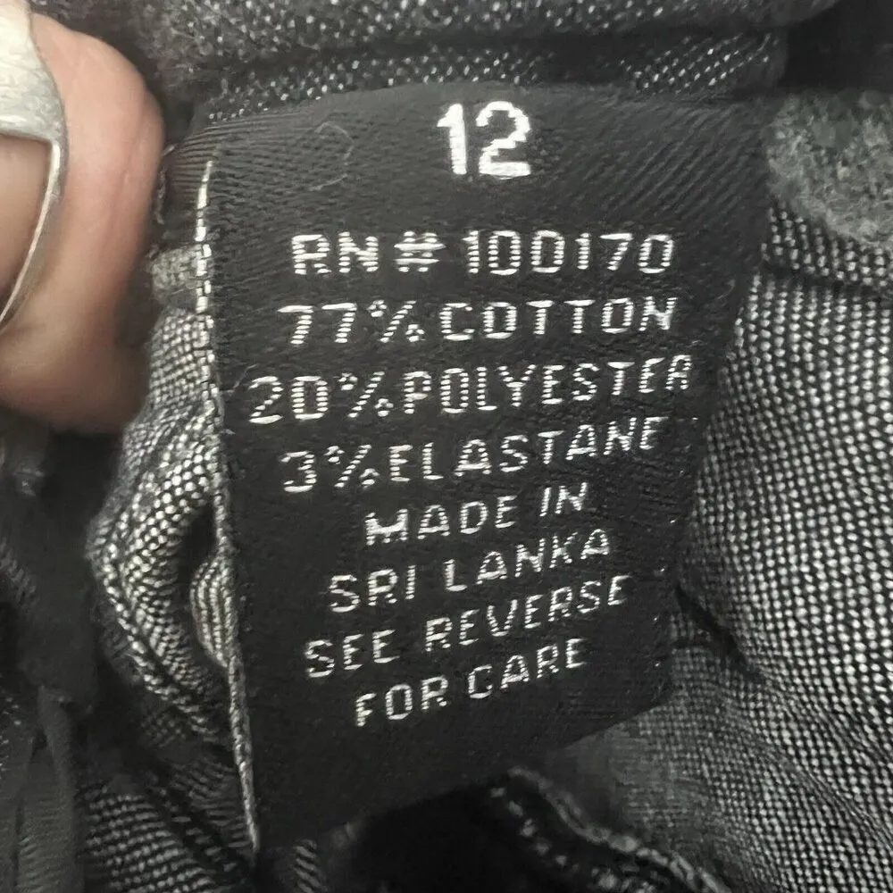 Denim Jean Knee Pencil Skirt Sandro Designer Washed Black Size 12 cotton - Image 8