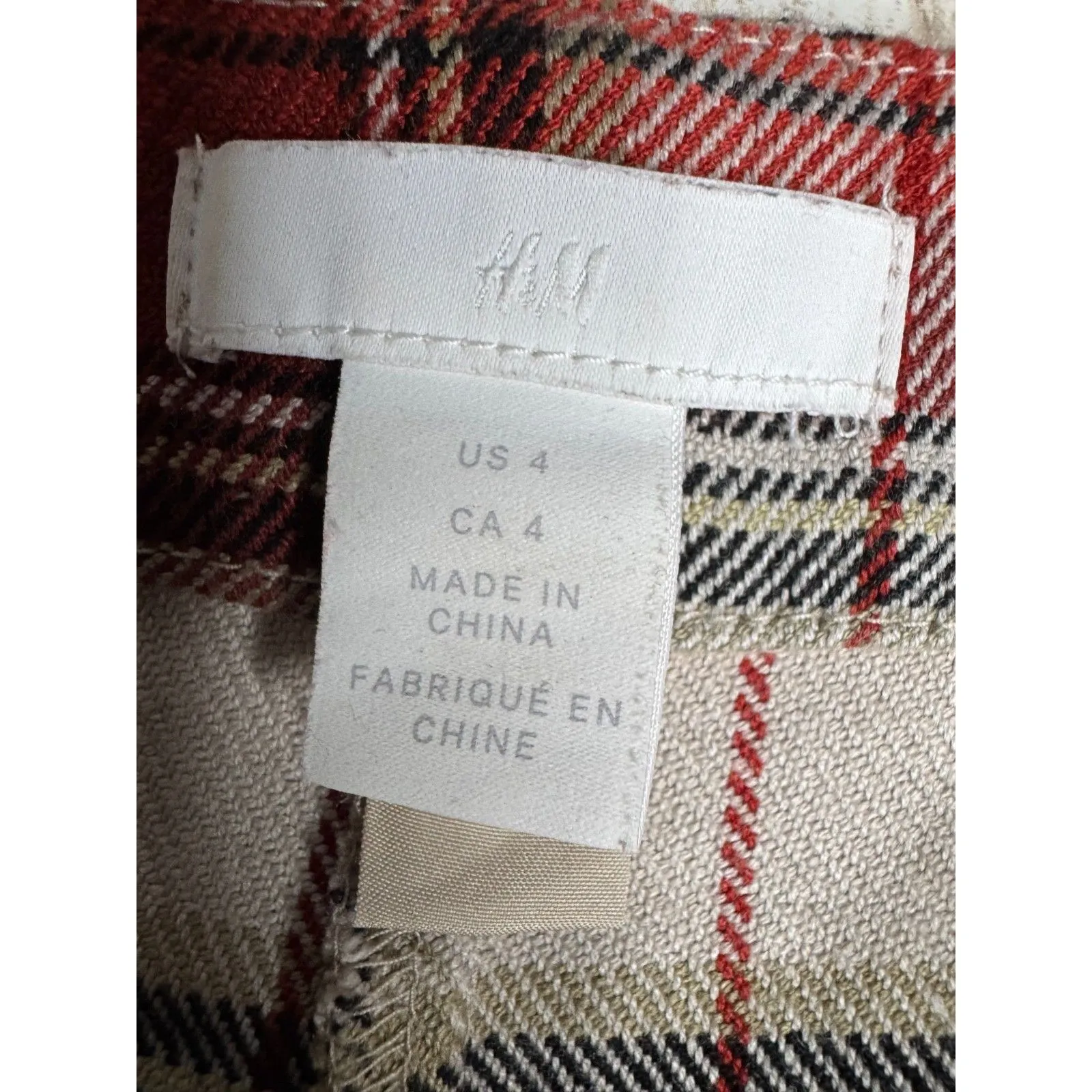 H&M Plaid Grunge Style Pants Size‎ 4 Women's Punk Stretch Tapered - Image 3