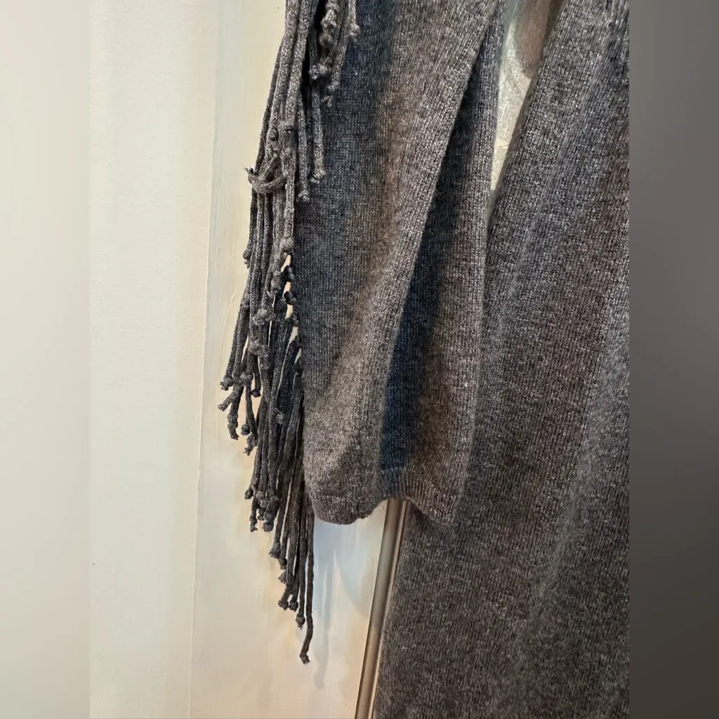 Yoana Baraschi Raven Fringe Grey Charcoal Knit Cashmere Wool Dress Size L - Image 8