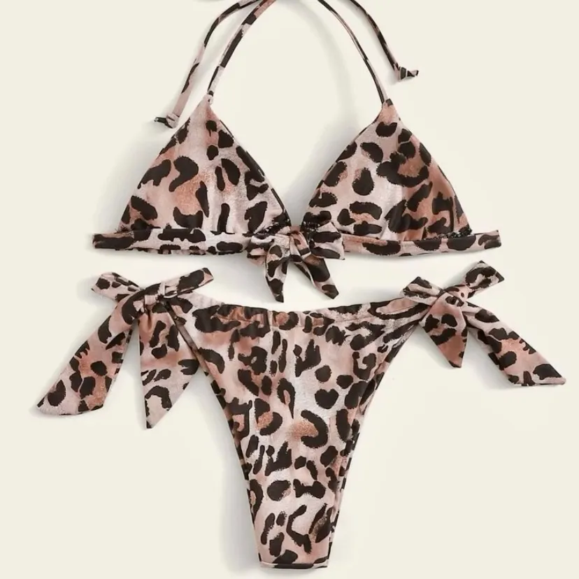 Leopard Triangle Top With Tie Side Bikini Set - Brand new, never worn! 🤎🖤 - Image 10