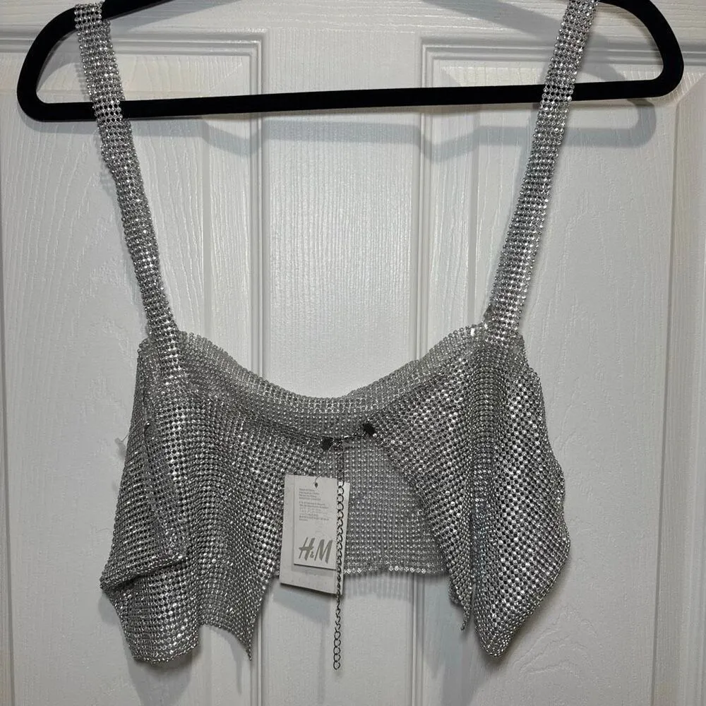 H&M rhinestone crop top M/L - Image 3