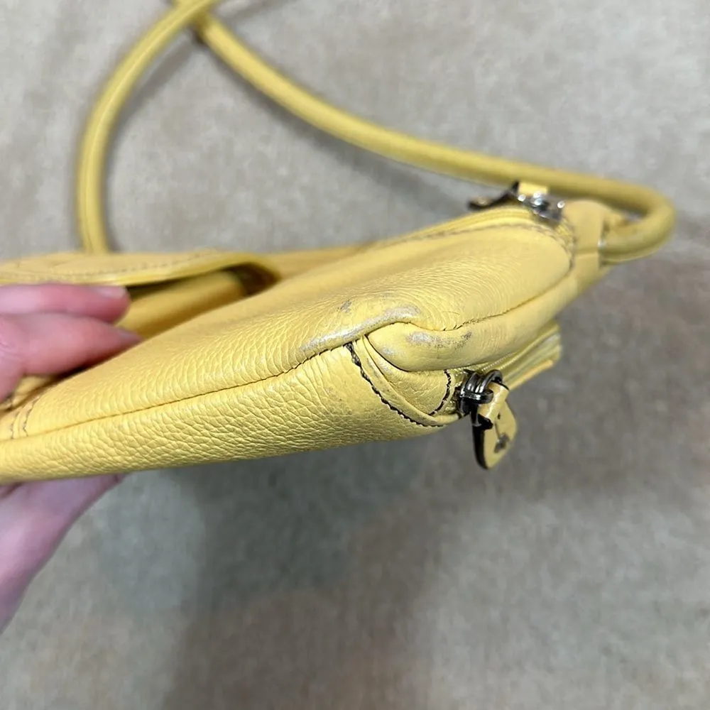 Tignanello Yellow Leather Women Crossbody Shoulder Bag Purse - Image 12